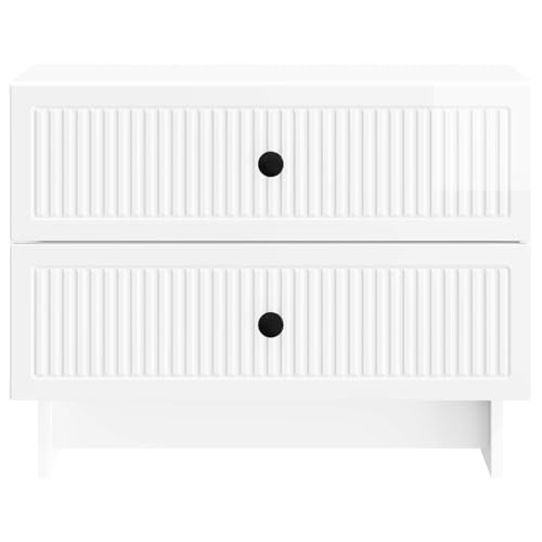 Cabinet de Chevet Blanc Brillant en Bois d'Ingénierie 62 cm - 5