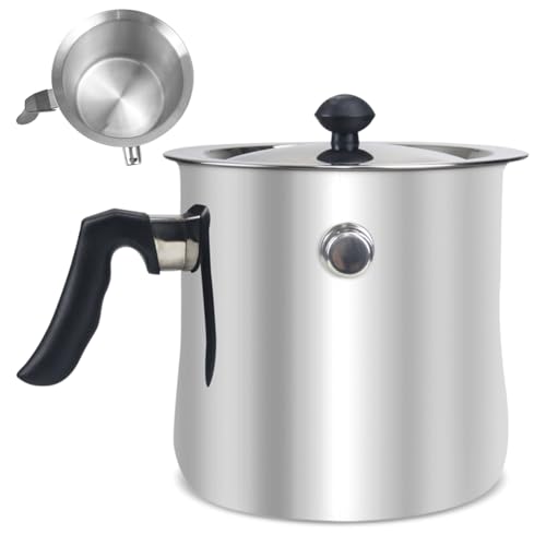 Olla para leche de 1,5 l con tapa y silbato, olla a fuego lento de doble pared, olla para leche con vertedor, apta para baño maría e inducción (acero inoxidable)