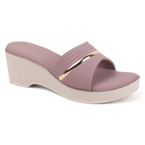 Image of Chinraag Women's Embellished Toe-Ring Comfort Flats | Stylish Casual Slip-On Sandals for Women (CR-388-P)
