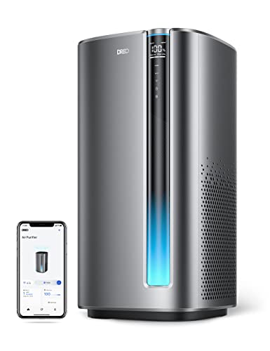 Dreo Air Purifiers for Home Large Room Bedroom, H13 True HEPA Filter Removes 99.985% of Pets Hair Particles Dust Smoke Pollen, PM2.5 Monitor, Auto Mode, Smart WiFi Voice Control, Works with Alexa