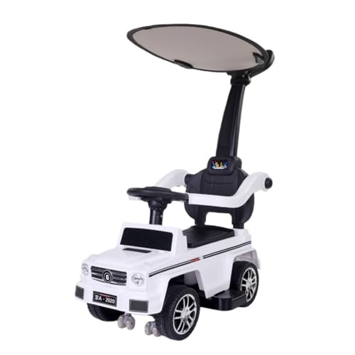 WIOLE乗用玩 具手押し背もたれ ステップ 転倒防止ストッパー収納 多機能足けり乗用玩具 押し車 子供用玩具 室内玩具 乗物玩具りもの 軽量タイプ (ホワイト,スクーター + ハンドルバー + オーニング)