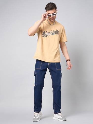 Image of STUDIO NEXX Men's Loose Fit Cargo Jeans| Stretchable | Cargo Denims | Utility Pockets