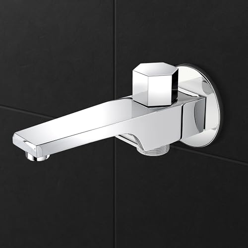 Image of Plantex Spout for Bathroom with Brass Spindle, Wall Flange and Teflon Tape /Button Attachment for Hand Shower-(AC06-Chrome)