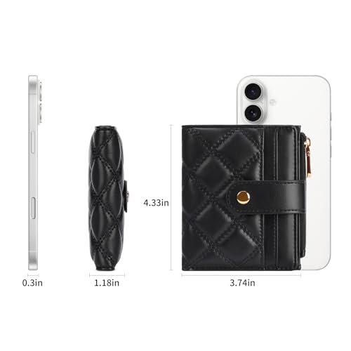 FALAN MULE Small Wallets Woman Leather Bifold RFID Blocking Card Holder With Zipper Coin Pocket3