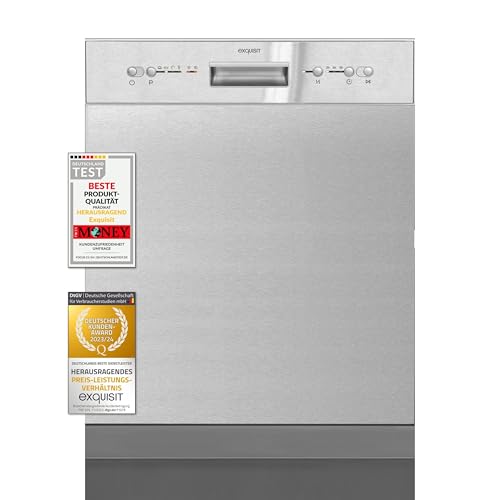 Exquisit Geschirrspüler EGSP6112-EF-030E inox | Spülmaschine 60 cm...