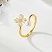 Kokoma Flower Pearl Ring for Women Cubic Zirconia Clover Four Leaf Open Statement Ring Crystal Floral Promise Engagement Rings Fashion Jewelry