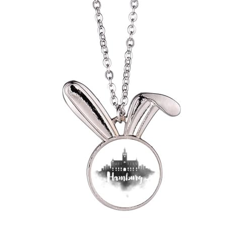 Collier lapin pendentif Hambourg Allemagne landmark ink city painting
