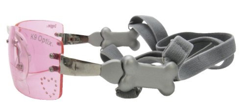 Doggles Small K9 Optix Sunglasses for Dogs, Silver Frame, Pink Lens