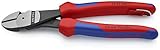 KNIPEX - 74 22 200 T BKA Tools - High Leverage Angled Diagonal Cutters, 12 Degree Angled, Multi-Component, Tethered Attachment (7422200TBKA)