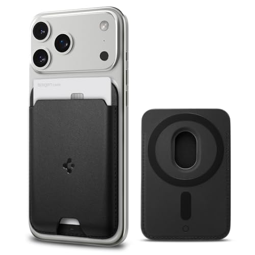 Spigen for MagSafe Wallet, Holds 2 Cards, MagFit Compatible with iPhone 17/16/15/14/13/12 Models, Pixel 10 Series, MagSafe-Cases, Pixelsnap and More, Card Holder - PU Black (2-Cards)