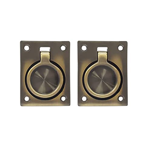 QCAA Lot de 2 anneaux de traction en laiton massif, 6,3 x 4,3 cm, laiton antique, fabriqués à Taïwan Cover