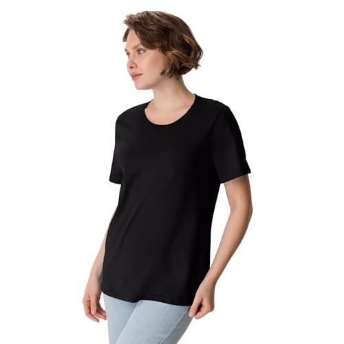 Image of Hanes Women's Perfect-T Crewneck T-Shirt, Lightweight Cotton Short Sleeve Tee for Women