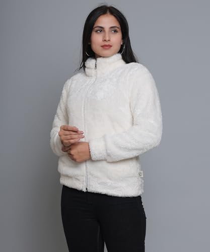 Image of Women's Ultra-Soft Plush Fleece Winter Jacket with High Neck & Full Front Zipper | Warm Cozy Fur Coat for Casual, Travel, Outdoor & Daily Cold Weather Wear