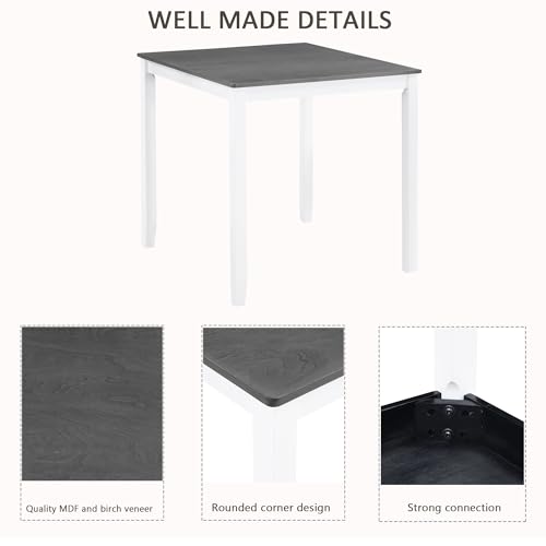 Image of Harper & Bright Designs 5-Piece Counter Height Dining Table Set with 4 Chairs, Square Wooden Kitchen Table Set for 4, Modern Small Space Dining Room Set with Padded X-Back Chairs, Grey & White
