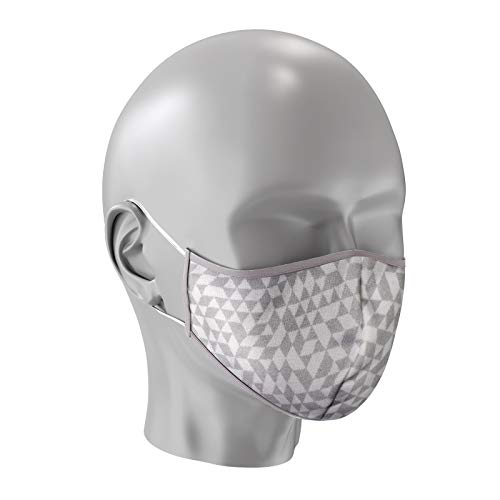 Dreilagige Ergo-Gesichtsmasken - waschbarer und wiederverwendbarer Stoffbezug - weiche Baumwolle innen Komfort - Diamantweiß/Grau - Größe M/S Cover