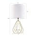 CO-Z Modern Table Lamp with White Fabric Shade, Gold Desk Lamp with Hollowed Out Base for Living Room Bedroom Dining Room
