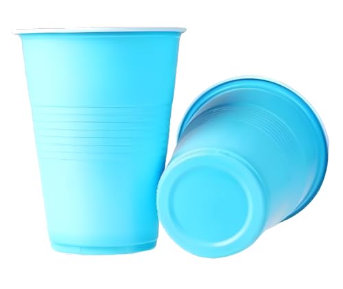 Image of Tickles Pack of 50, Beer Pong Glasses with Free Ping Pong Balls Set, Easy Grip Reusable Drinking Party Cups for Iced Tea, Punch, Cocktail, Couple, Ladies Games (Color: Light Blue Size: 475 ml)