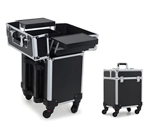 Image of Adson Professional Beauty Makeup Cosmetic Aluminium Vanity Trolley (Black)