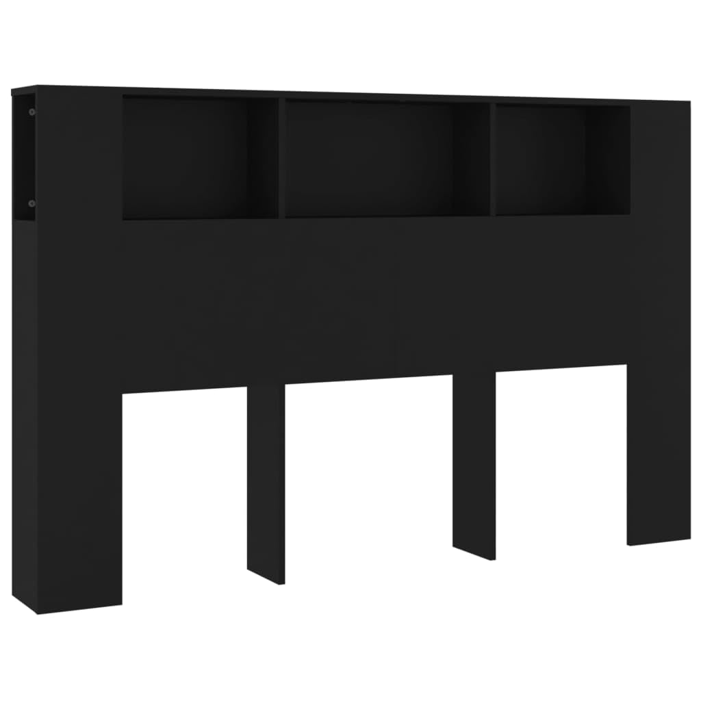vidaXL Mueble Cabecero Armario de Cama con Almacenaje Pared Dormitorio Estantería Habitación Libros Decoraciones Negro 160x18,5x104,5 cm