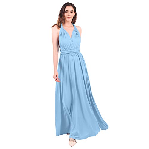 FYMNSI Damen Multiway Lange Abendkleid Hochzeit Brautjungfernkleid Bodenlang Partykleid Cocktailkleid Cabrio Wickelkleid V-Ausschnitt Festlich Kleid...