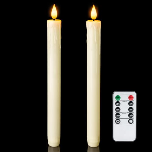 Homemory 2 PCS Flameless Taper Candles with Remote...