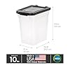 IRIS USA Airtight Dog Food Storage Container, WeatherPro, Up to 10 lbs, Removable Wheels, for Dog Cat Bird and Other Pet Food Storage Bin, Keep Fresh, Translucent Body, Made in USA, Clear/Black #2