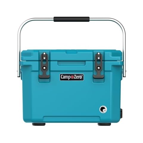 CAMP-ZERO 21 Quart Rotomolded Hard Cooler - Insulated Ice Chest with 4 Cup Holders - Bear-Proof Travel Ice Box for Beverage, Drink, BBQ, Fishing, Camping, Outdoor, Blue Cover