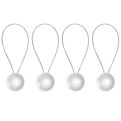 MAIKEHOME Magnetische Vorhang-Raffhalter, 4 Stück, 21,6 cm, magnetische Vorhang-Raffhalter für kleine, dünne oder durchsichtige Fenstervorhänge (Silberweiß, 4) Cover