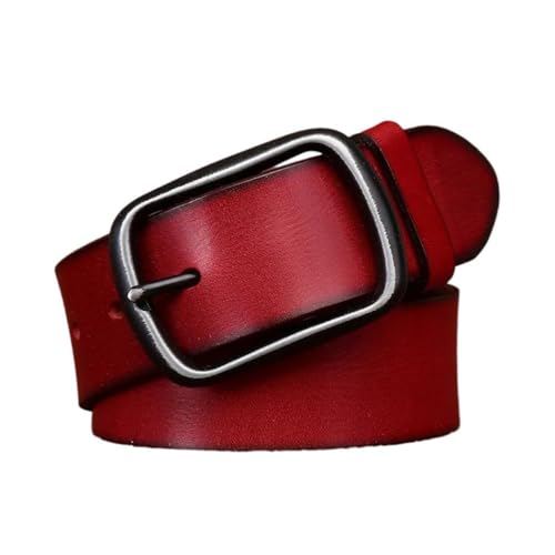 3.8cm Solid Cowhide Leather Belt with Stainless Steel Buckle for Men’s Jeans