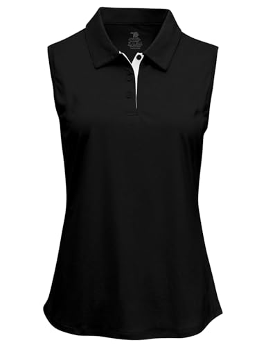 Image of BGOWATU Women's Golf Shirts Sleeveless Polo Shirts Collared 3 Buttons Tennis Tank Tops UV Protection Quick Dry