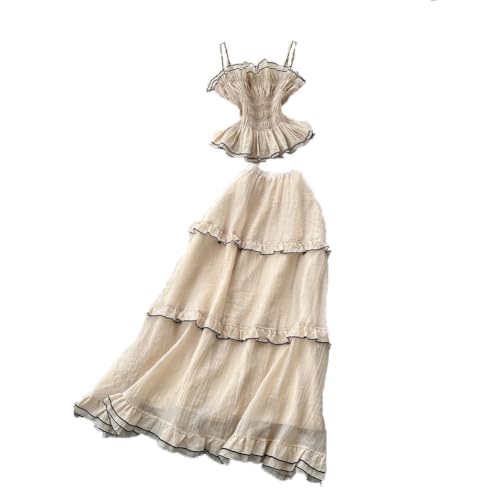 Women Spaghetti Straps Tops Patchwork Vintage Skirts Bohemian Beach Suits