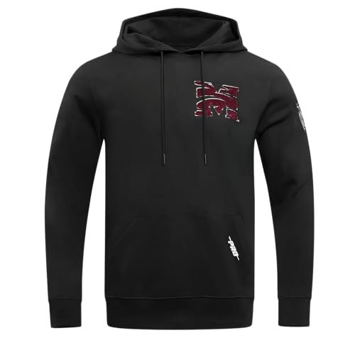 Mens College Morehouse College Classic Chenille Pull Over Hoodie Black 3Xl