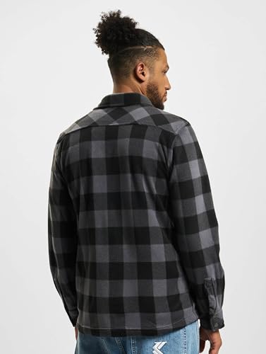 Brandit Jeff Fleece Shirt Long Sleeve, Farbe: Black/Grey, Größe: L