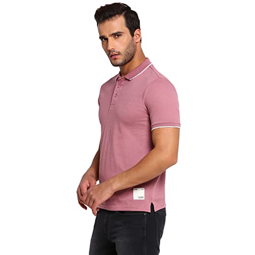 Image of Wrangler Men Dark Coral Solid Regular Fit T-Shirt
