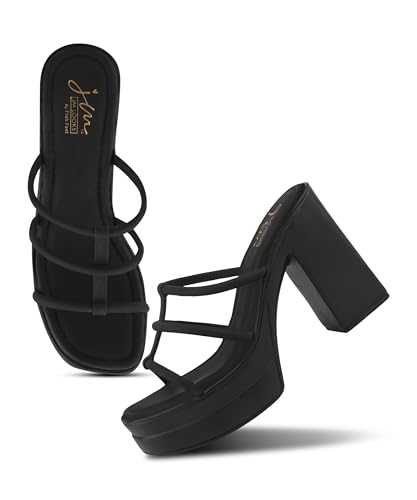 Image of JM LOOKS Modern Multi-Strap Platform Heeled Sandals with Sturdy Block Heel and Contemporary Square Toe Design