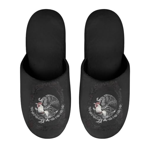 Rooster Mexico Flag Men's Slipper Non Slip Comfortable Winter Warm Home House Shoes Indoor Slippers4