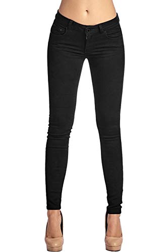 2LUV Women's Stretchy 5 Pocket Skinny Super Comfy Uniform Pants Back to School Junior Clothing Apparel Black 17