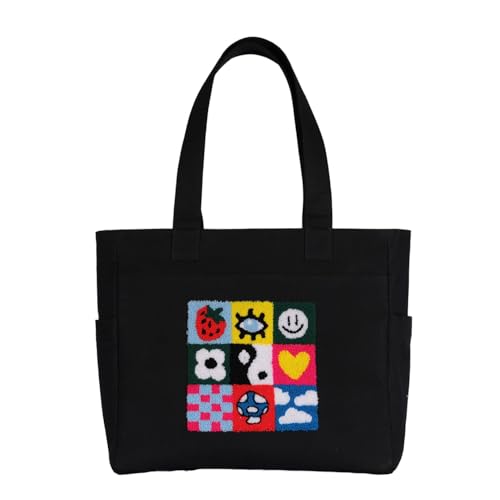 Image of TSANTA U Shaped Canvas Tote Bag, 35.56x33.02 cm with 10.8 cm Gusset, Cotton, Zipper Closure, Laptop Compartment