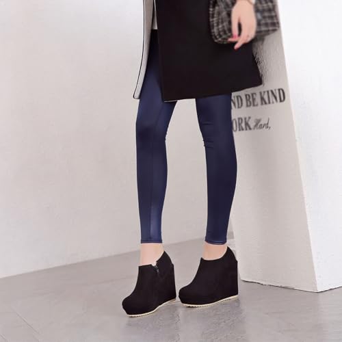 SHEMEE Women's Wedge Heels Ankle Boots High Heeled Platform Pumps Round Toe Zip Up Short Booties Office Party Dress Shoes4