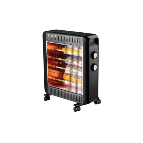 Melchioni Family MAGMA, Stufa Elettrica al Quarzo Portatile con Ruote e Maniglia, Stufa Elettrica da Esterno con Potenza Regolabile 1100W/2200W, Protezione contro il surriscaldamento