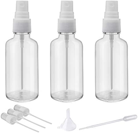 Hydior 2oz Clear Glass Spray Bottles for Essential Oils, Small Spray Bottle with Plastic Sprayer - Set of 3