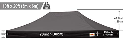 Image of ABCCANOPY Replacement Canopy Top for Pop Up Canopy Tent (10x20, Dark)