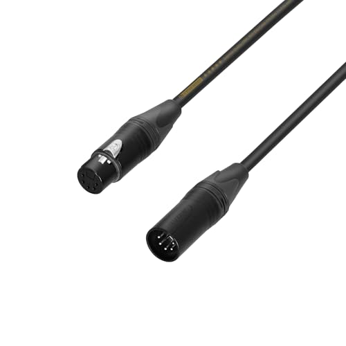 Câble DMX Neutrik XLR 5 broches mâle femelle noir 5m pour console et projecteurs asservis.