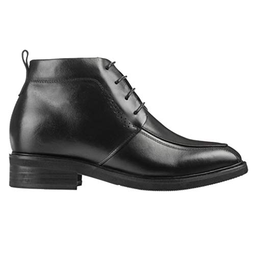 Image of Calden Men's Invisible Height Increasing Elevator Shoes - Black Leather Lace-up Dress Formal Ankle Boots - 3 Inches Taller - K28801 - Size 12 D(M) US