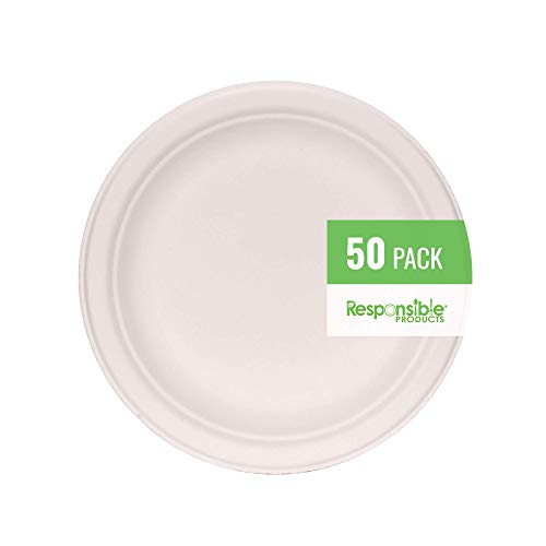 Responsible Products 100 Compostable 6 Inch Plates Extra Strength Biodegradable Plates Made from Natural Plant Fiber 50 Pack