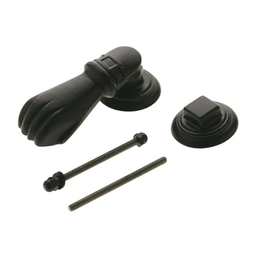 Amig - Aldaba para Puertas de Entrada Exteriores o Interiores Negra con Forma de Puño de Estilo Rústico - 113 x 54 mm - Llamador de Acero Macizo Acabado en Epoxi Negro Anti Corrosión