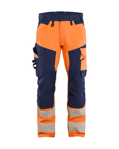 Pantalon de travail stretch 4D haute-visibilité Blaklader 1124 orange et marine en taille XS
