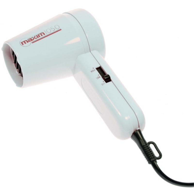 Secador de Viaje. Color Blanco. Maxim MX-2934. 2 Velodidades. 1050W. Secador Compacto para Viajes, Gimnasio, Piscina.