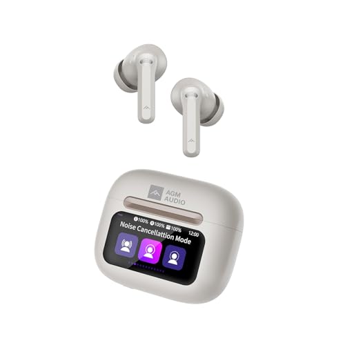 Écouteurs sans fil intra-auriculaires AGM Buds 9 gris Bluetooth 5.4 autonomie 24H avec étui