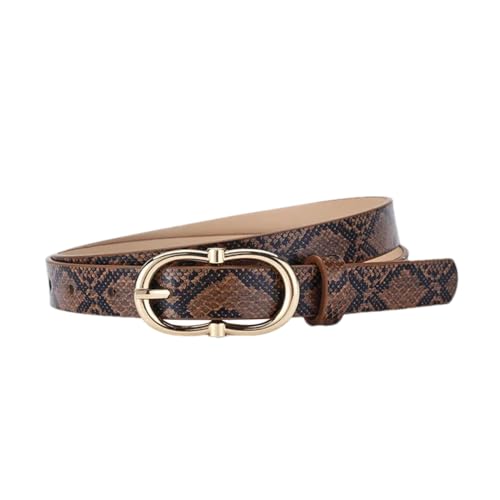Pohullan Slim Patterned Leather Belt Women'S Travel Shopping Decorative Dress Belt